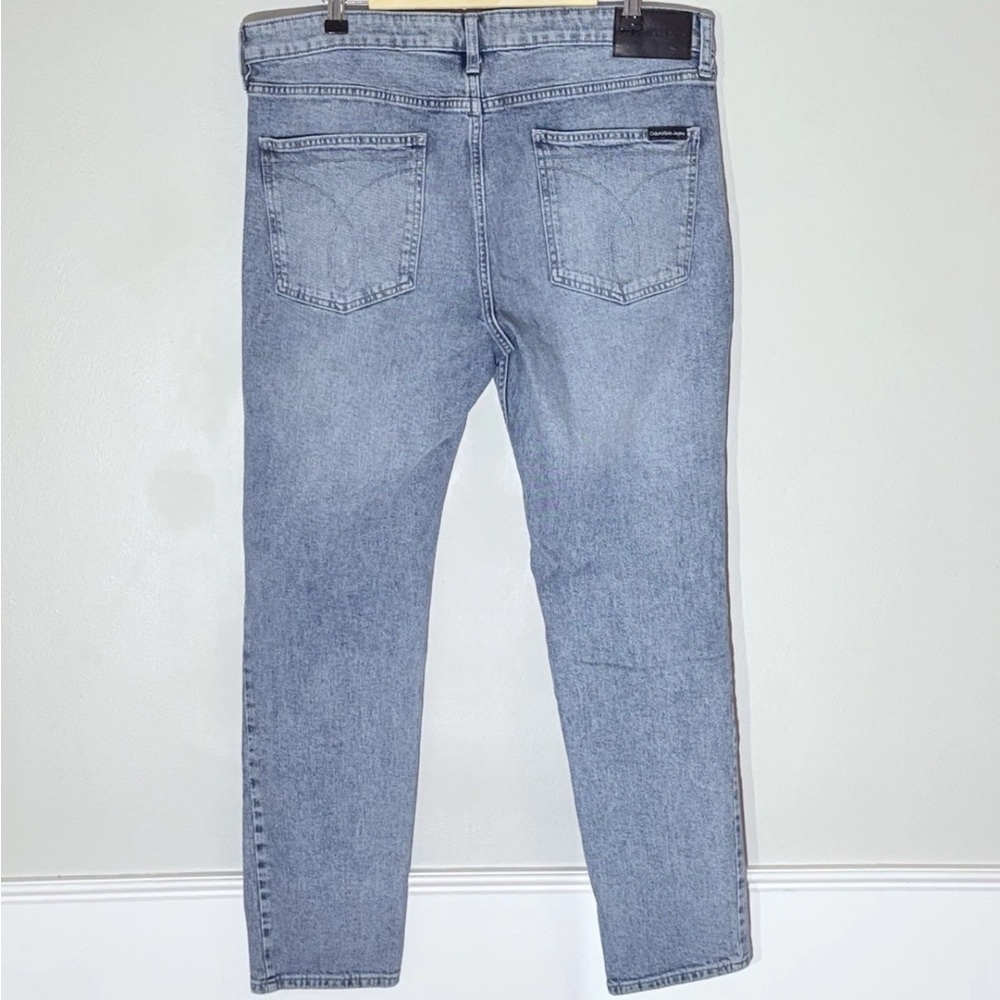 Calvin Klein Blue Skinny Jeans Mens 38x30 Light Wash Cotton Stretch - Picture 3 of 14